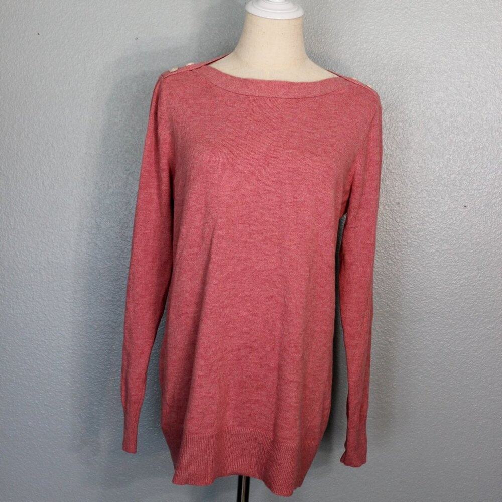 Loft Shoulder Button Sweater in Berry Sunset Size M